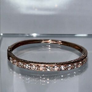 NWOT Designer Rose Gold Plated Sterling Silver Genuine Morganite Bangle Bracelet